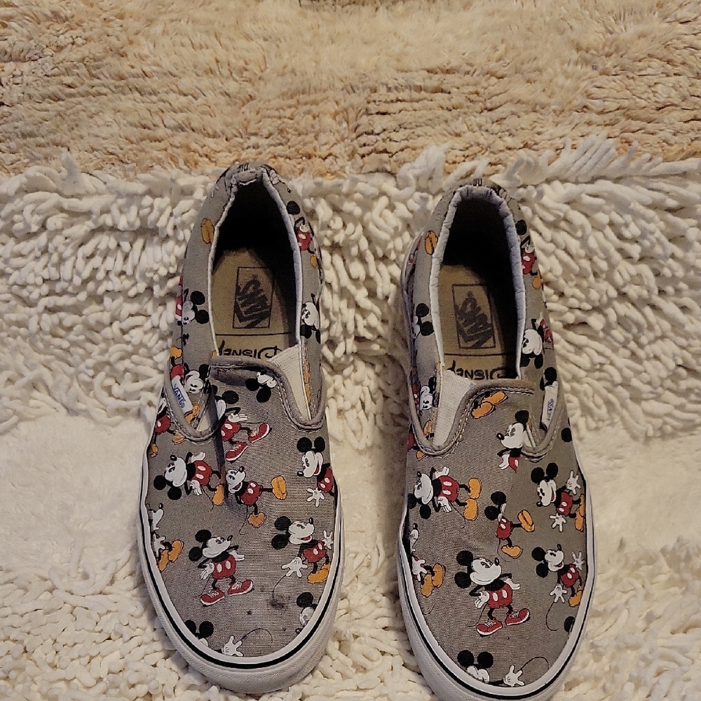 Vans Gray Mickey Mouse Slip-On Loafers